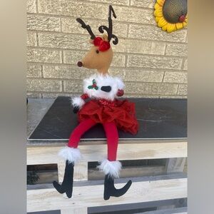 Christmas  Reindeer Doll with Red Dress